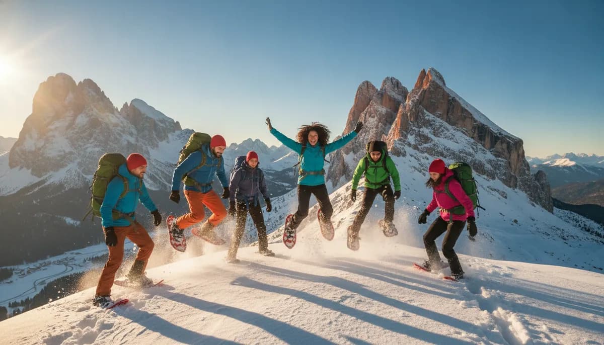Self-Launched Winter Snowshoeing in the Italian Dolomites